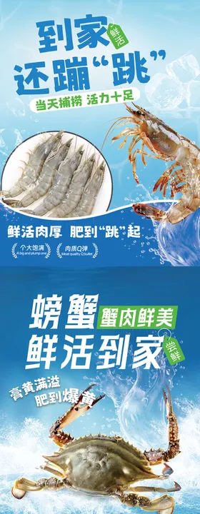 海鲜系列—大虾梭子蟹海报