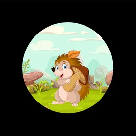 刺猬大自然卡通狮子水纹