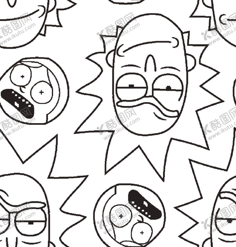 编号：16825604020101109261【酷图网】源文件下载-瑞克和莫蒂卡通头像图案