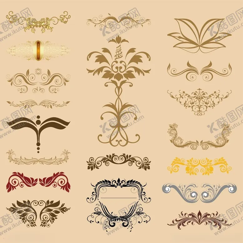 编号：39562504211448461969【酷图网】源文件下载-多样复古装饰花纹图案