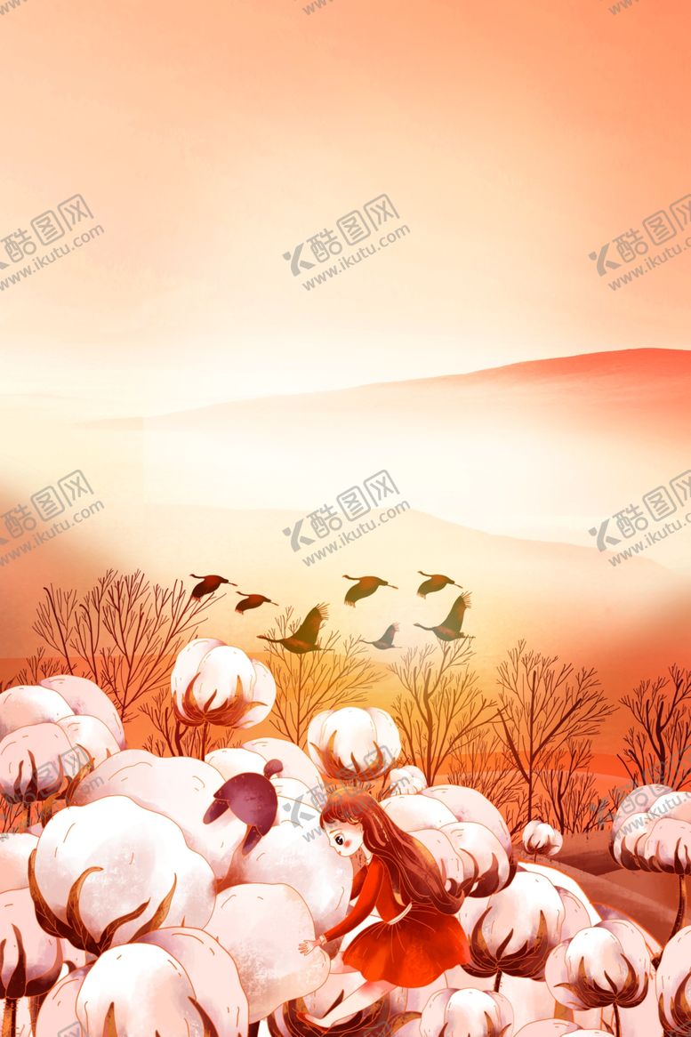 编号：64290810081818312281【酷图网】源文件下载-棉花大雁