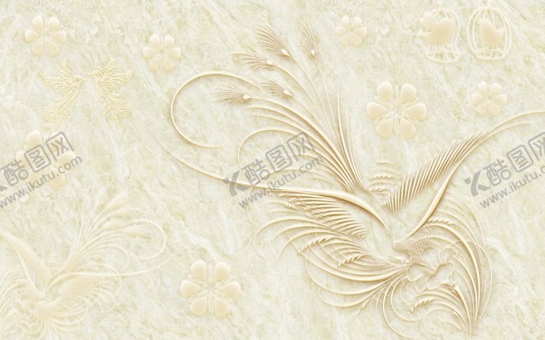 编号：56203409210605462729【酷图网】源文件下载-浮雕花花藤家装背景墙