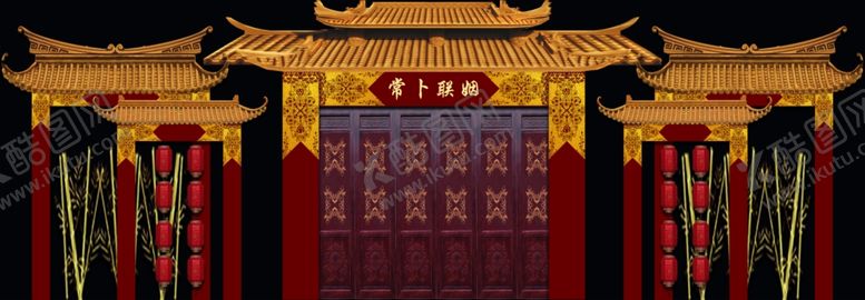 编号：43419812181951089401【酷图网】源文件下载-中式古典大门建筑景观