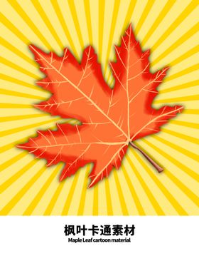 分层黄色放射分栏枫叶手绘素材