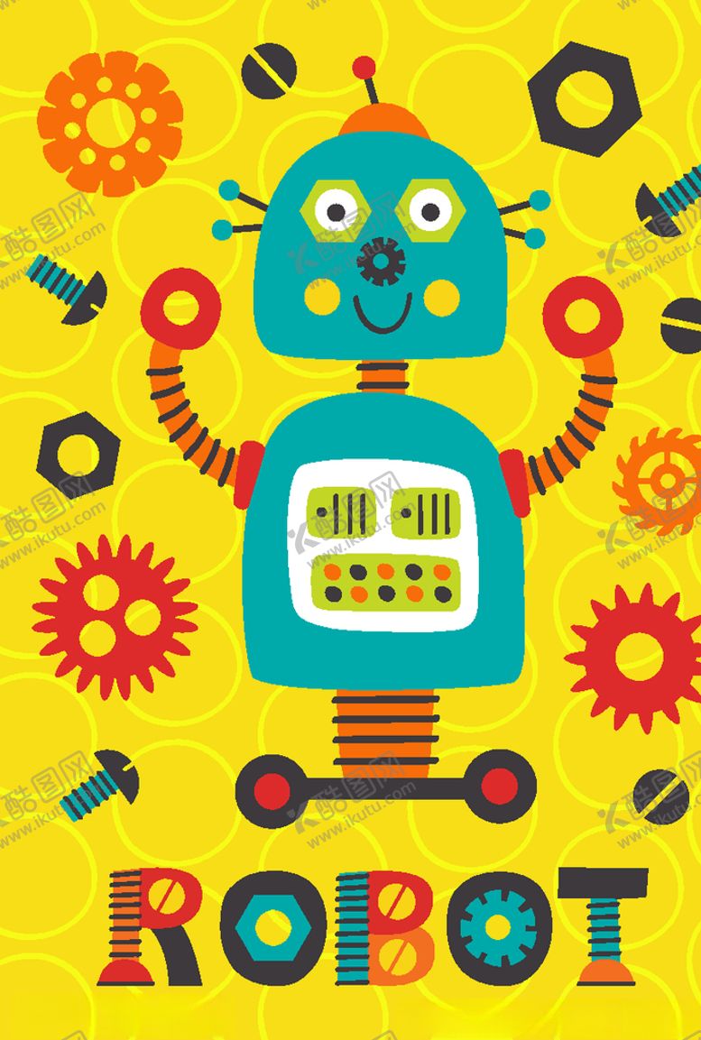 编号：39667609131742125697【酷图网】源文件下载-创意卡通机器人插画图案