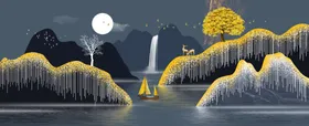 床头装饰画轻奢现代晶瓷灯带
