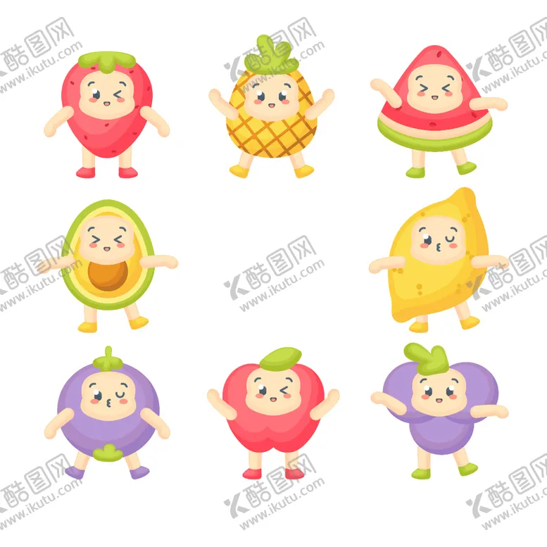 编号：83914509130027576482【酷图网】源文件下载-卡通水果西瓜苹果