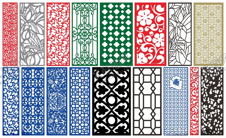 编号：66000810140251463226【酷图网】源文件下载-窗花镂空花纹屏风隔断雕花