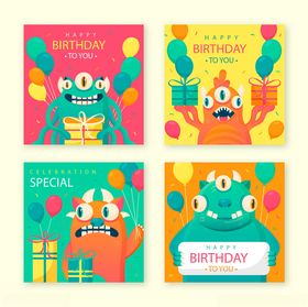 可爱怪兽生日卡片设计