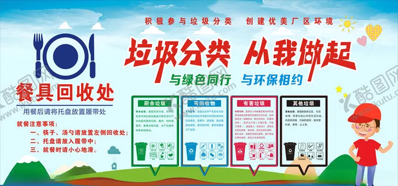 编号：61143204251002008061【酷图网】源文件下载-餐具回收处垃圾分类