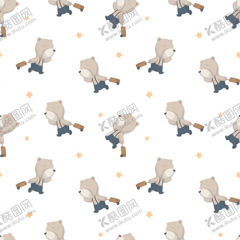 编号：35602010171801403159【酷图网】源文件下载-无缝花纹小熊