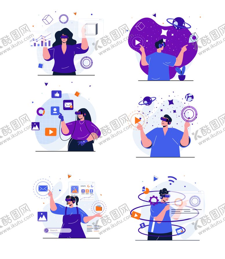 编号：68013909150523523584【酷图网】源文件下载-VR人物插画VR游戏元宇宙