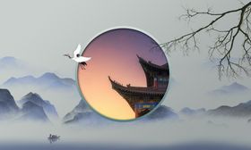 中国风水彩水墨背景