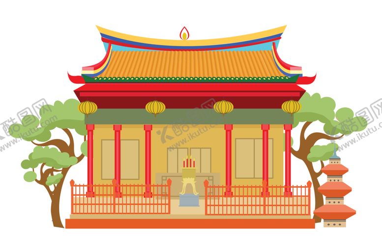 编号：79632907090605185858【酷图网】源文件下载-手绘古建筑