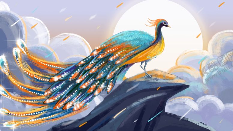 编号：82234409131742508893【酷图网】源文件下载-国潮插画孔雀插画