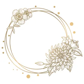 植物金色边框花环留言标题栏png