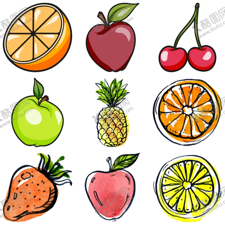 编号：39168509280604097479【酷图网】源文件下载-卡通水果