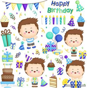 男孩生日派对元素集合