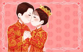 结婚纪念日插画策划海报新婚度蜜