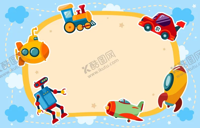 编号：47859109131224460384【酷图网】源文件下载-儿童节卡通背景机器人风筝