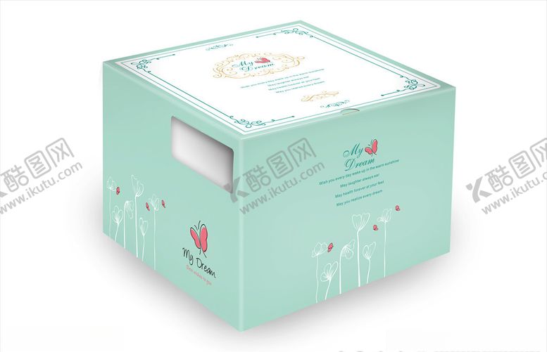 编号：62636909171311077072【酷图网】源文件下载-小清新蒂芙尼一体蛋糕盒方