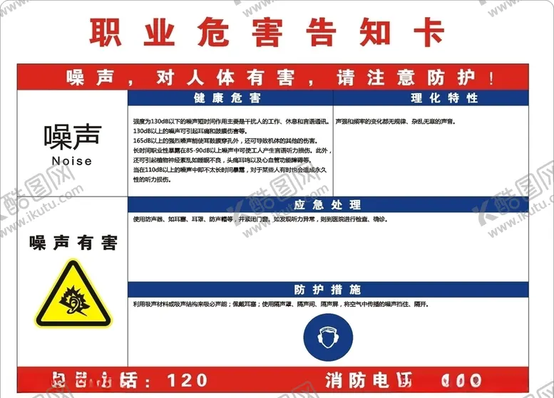编号：50042706241653065941【酷图网】源文件下载-噪声职业危害告知卡