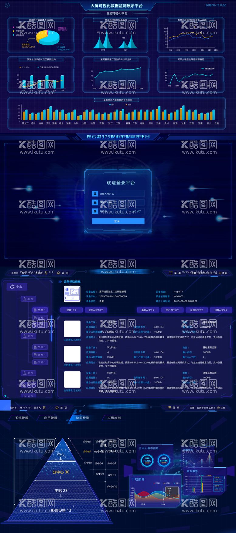 编号：19242111261233339780【酷图网】源文件下载-大屏可视化数据监测展示平台软件UI界