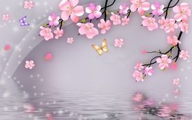 彩色梅花油画水纹