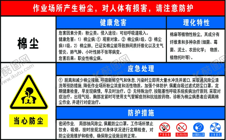 编号：73105809220810051059【酷图网】源文件下载-棉尘  职业危害告知牌  