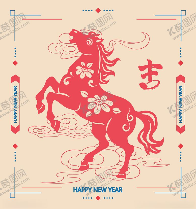 编号：24480611151534286050【酷图网】源文件下载-新年祥马贺岁图