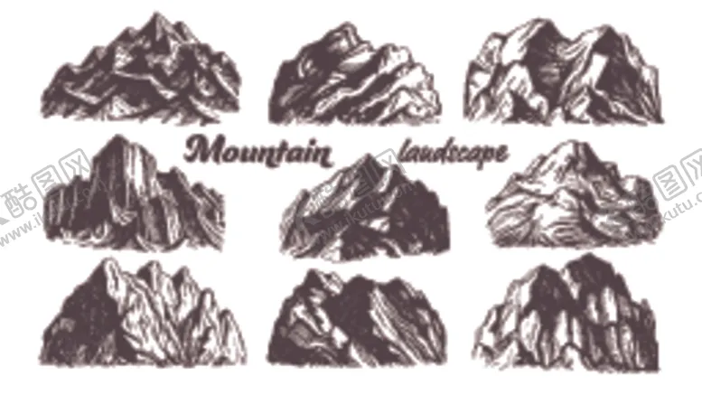编号：71320907021244005236【酷图网】源文件下载-大山山脉素描线条插画