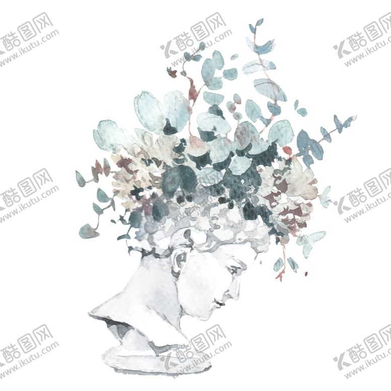 编号：90545010041553197772【酷图网】源文件下载-水彩绘画雕像图案