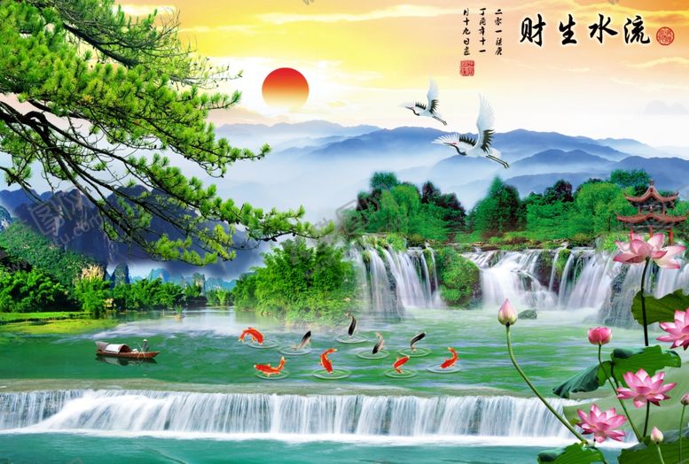 编号：85909804070157416037【酷图网】源文件下载-财源滚滚电视背景墙