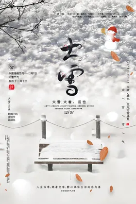 大雪节气海报飞机稿朋友圈地产