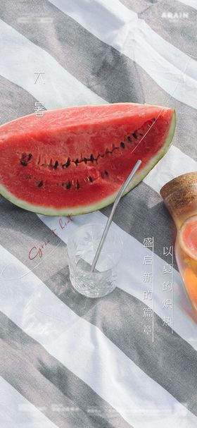 大暑二十四节气西瓜夏天海报