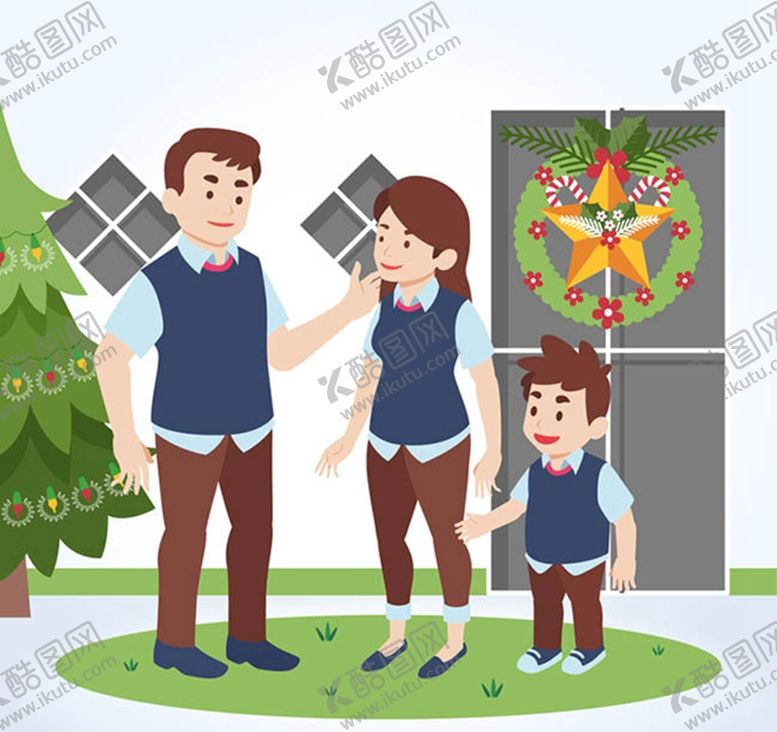 编号：96450709200418556924【酷图网】源文件下载-圣诞三口之家