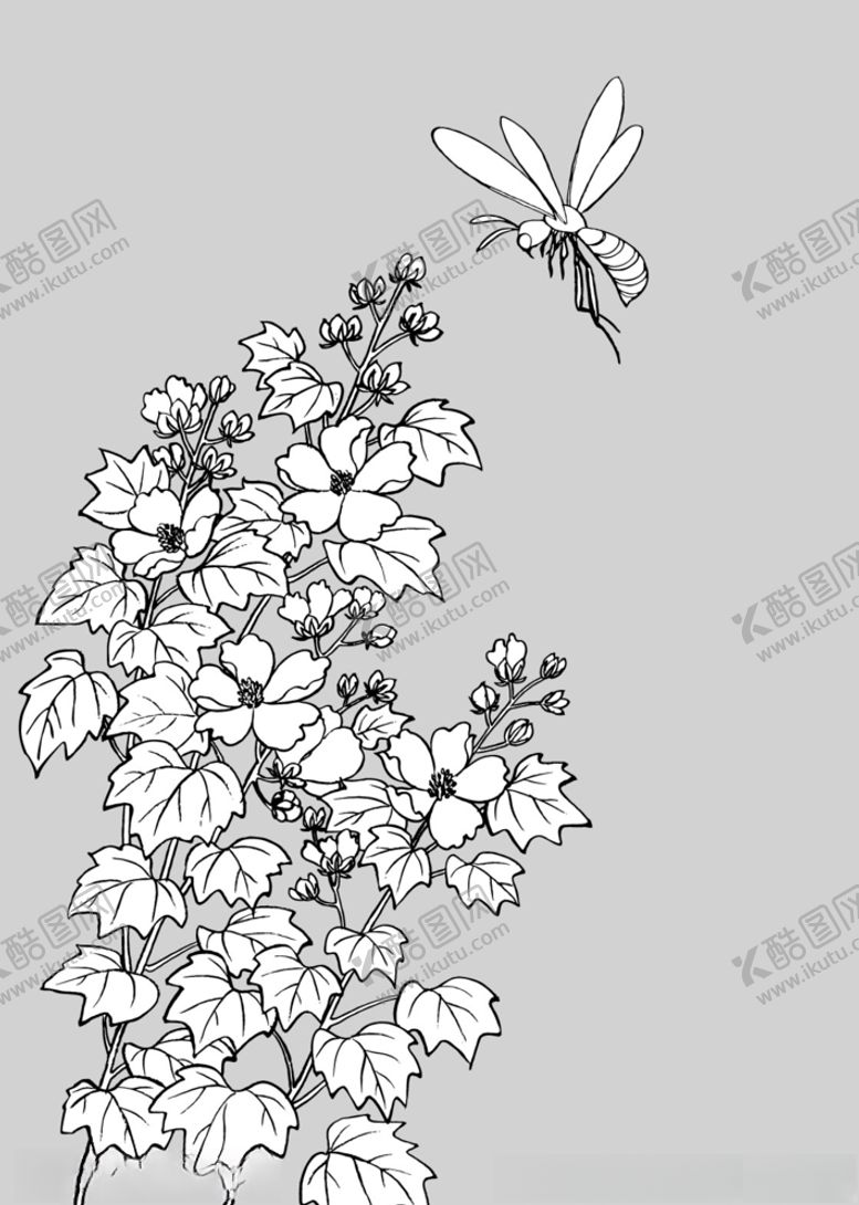 编号：55126210181448017197【酷图网】源文件下载-日本线描植物花卉矢量素材