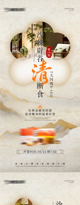 辟谷养生中式海报