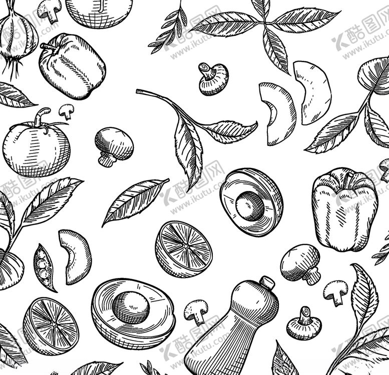 编号：70726309270143064112【酷图网】源文件下载-手绘风格食物蔬菜背景