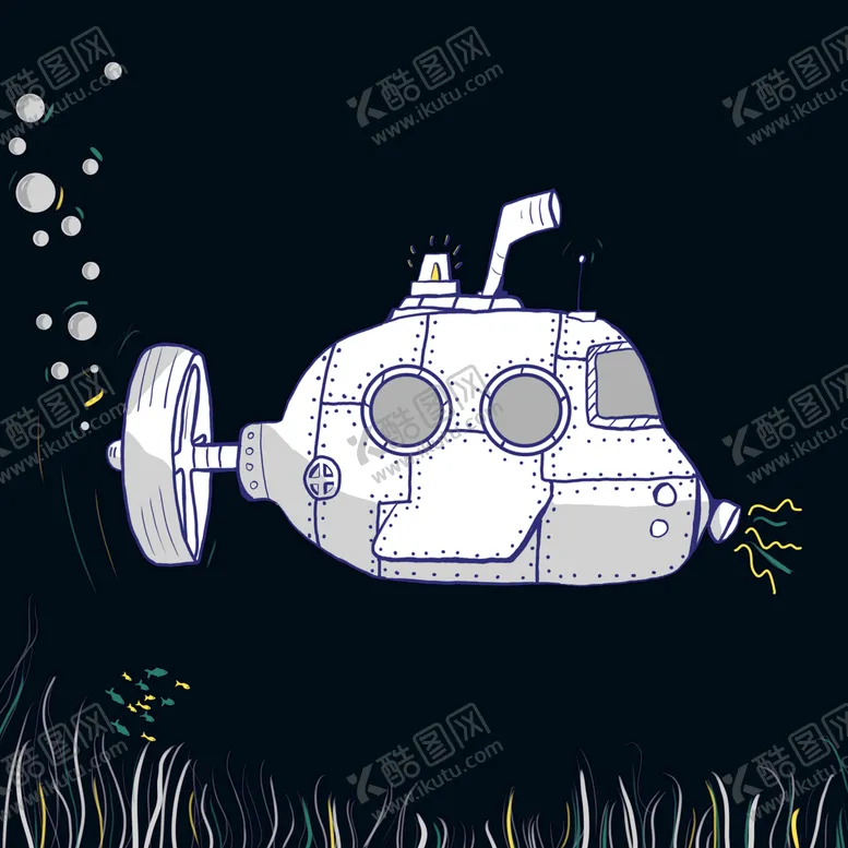 编号：76754210171826382143【酷图网】源文件下载-卡通手绘潜水艇