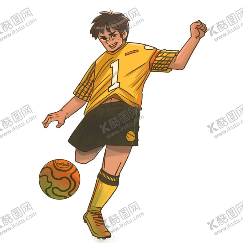 编号：32746206242038363358【酷图网】源文件下载-踢足球男孩人物形象