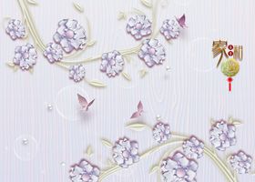 浮雕花花藤背景墙
