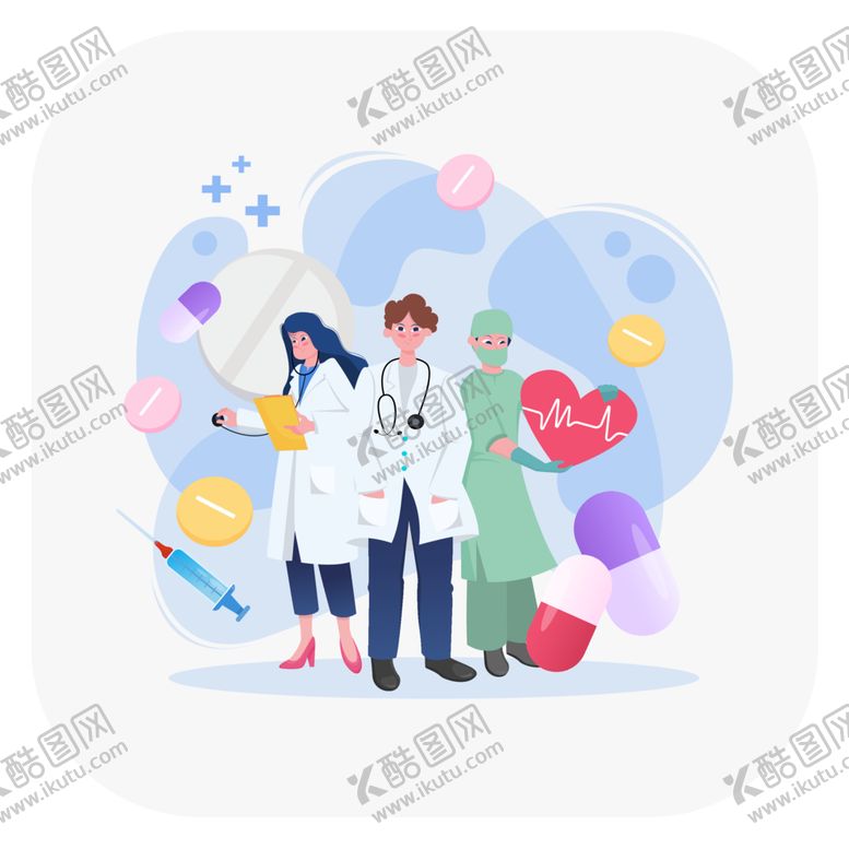 编号：98571312221739003898【酷图网】源文件下载-医疗医学矢量手绘UI插图