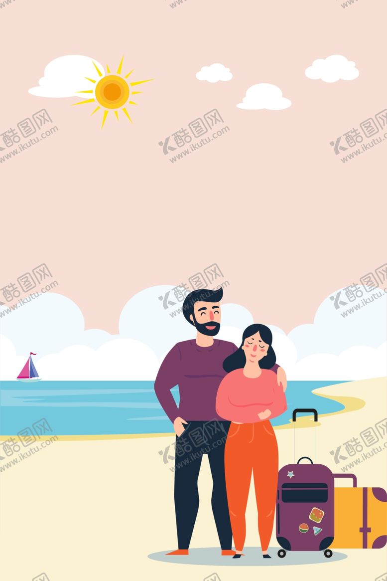 编号：85643509221006491120【酷图网】源文件下载-卡通海洋沙滩草地天空池塘背景