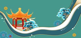 国潮绿色背景