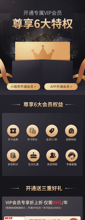 vip权益黑金长图