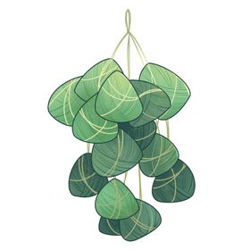 端午节粽子绿色插画可爱海报素材