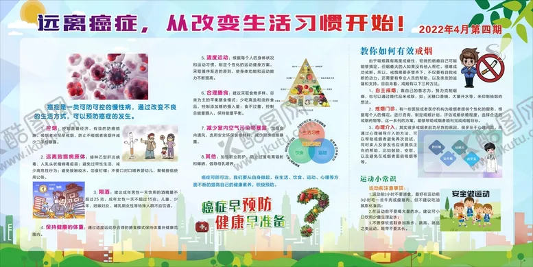 编号：29305609140759173568【酷图网】源文件下载-健康教育宣传栏合理膳食体育锻炼