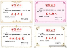 荣誉证书奖状表扬单