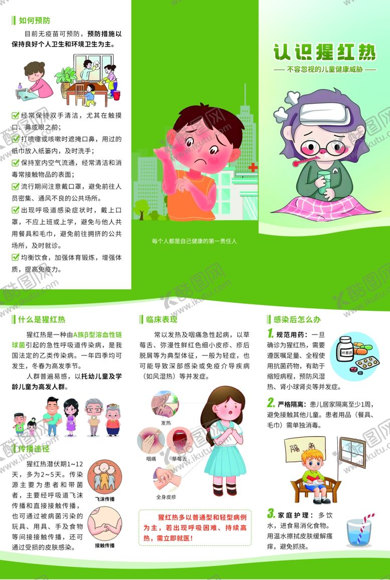 编号：25458606300354214183【酷图网】源文件下载-认识猩红热对儿童健康威胁三折页